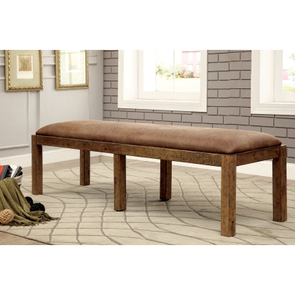 Gianna Rustic Oak/Brown Fabric Bench Model CM3829BN by Furniture of America