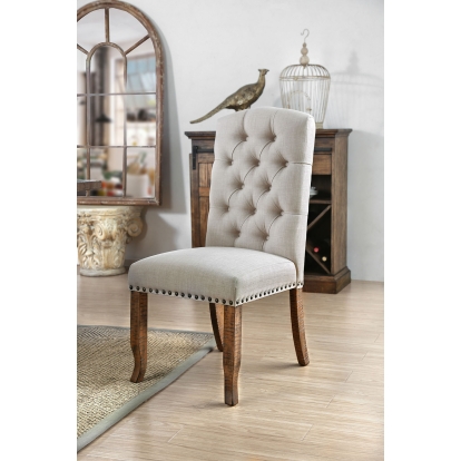 Gianna Rustic Oak/Ivory Side Chair (Set of 2) Model CM3829F-SC-2PK by Furniture of America
