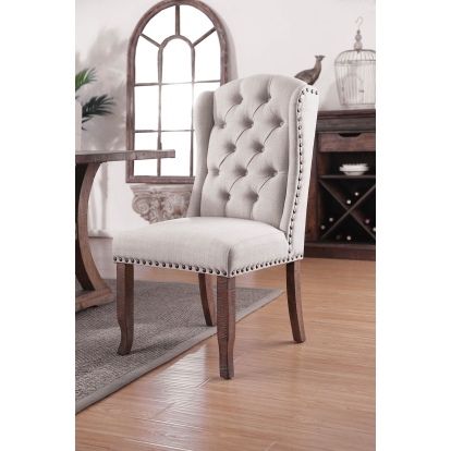 Gianna Rustic Oak/Ivory Wingback Chair (Set of 2) Model CM3829F-SCW-2PK by Furniture of America