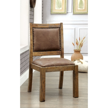 Gianna Rustic Oak/Brown Side Chair (Set of 2) Model CM3829SC-2PK by Furniture of America