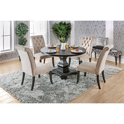 Nerissa Rustic Antique Black/Beige 5 Piece Dining Table Set Model CM3840RT-5PC-3564GY by Furniture of America