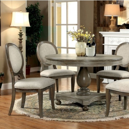 Furniture of America Kathryn Transitional Solid with Wood Veneer Rustic Dark Oak Round Dining Table Model CM3872RT-TABLE