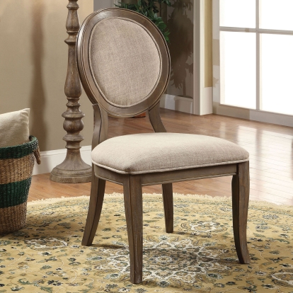 Kathryn Transitional Rustic Oak/Beige Side Chair (Set of 2) Model CM3872SC-2PK by Furniture of America