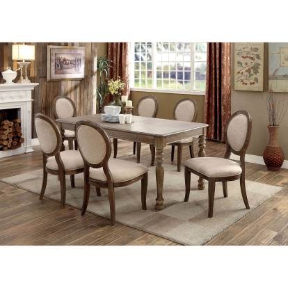 Kathryn Transitional Rustic Oak/Beige Dining Table Model CM3872T by Furniture of America
