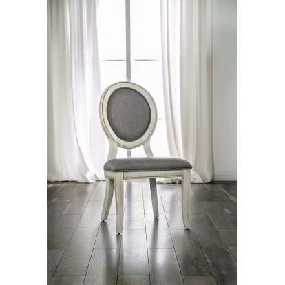 Kathryn Transitional Antique White/Gray Side Chair (Set of 2) Model CM3872WH-SC-2PK by Furniture of America