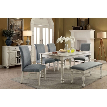 Kathryn Transitional Antique White Dining Table Model CM3872WH-T by Furniture of America