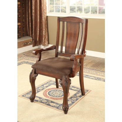 Johannesburg Transitional Brown Cherry/Brown Arm Chair (Set of 2) Model CM3873AC-2PK by Furniture of America