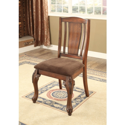 Johannesburg Transitional Brown Cherry/Brown Side Chair (Set of 2) Model CM3873SC-2PK by Furniture of America