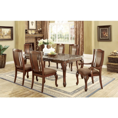 Johannesburg Transitional Brown Cherry/Brown 7 Piece Dining Table Set (Includes 2 Arm Chairs & 4 Side Chairs) Model CM3873T-7PC by Furniture of America