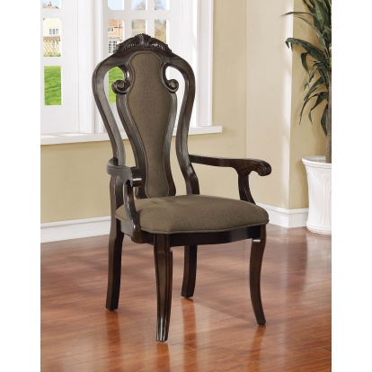 Rosalina Transitional Walnut/Beige Arm Chair (Set of 2) Model CM3878AC-2PK by Furniture of America