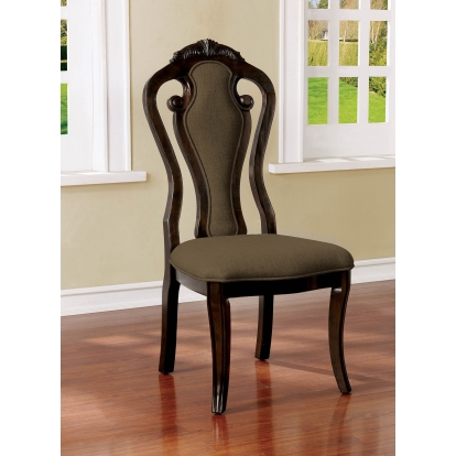 Rosalina Transitional Walnut/Beige Side Chair (Set of 2) Model CM3878SC-2PK by Furniture of America