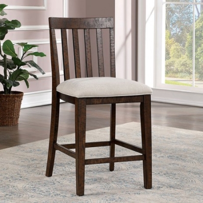 Furniture of America Fredonia Rustic Fabric Solid with Wood Rustic Oak-Beige Counter Ht. Chair (2-Box) Model CM3902PC-2PK