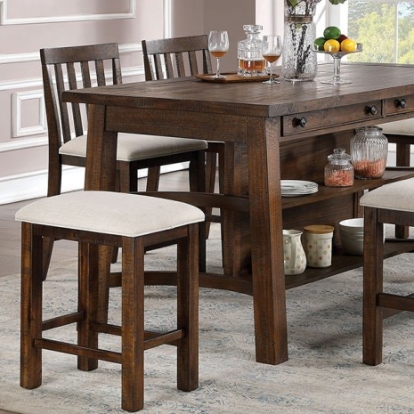 Furniture of America Fredonia Transitional Solid with Wood Rustic Oak Counter Ht. Table Model CM3902PT