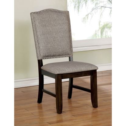 Teagan Transitional Dark Walnut/Gray Side Chair (Set of 2) Model CM3911SC-2PK by Furniture of America