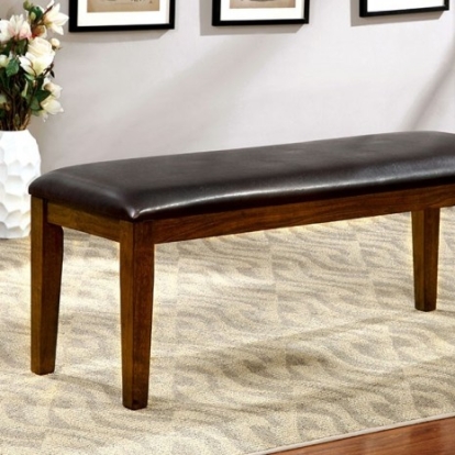 Furniture of America Hillsview Transitional Leatherette Solid with Wood Brown Cherry-Espresso Bench Model CM3916BN