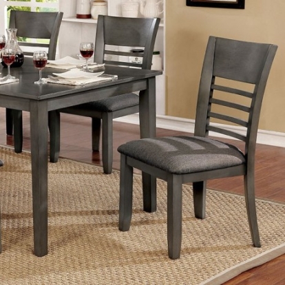 Furniture of America Hillsview Transitional Fabric Solid with Wood Veneer Gray Side Chair (2-Ctn) Model CM3916GY-SC-2PK