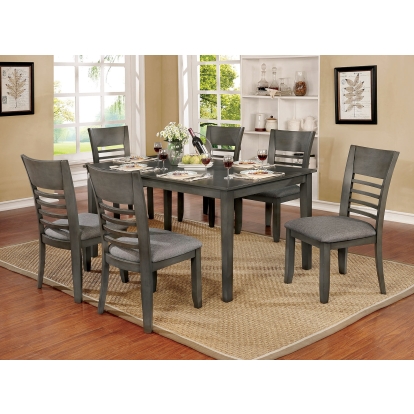 Hillsview Transitional Gray 7 Piece Dining Table Set Model CM3916GY-T-60-7PC by Furniture of America