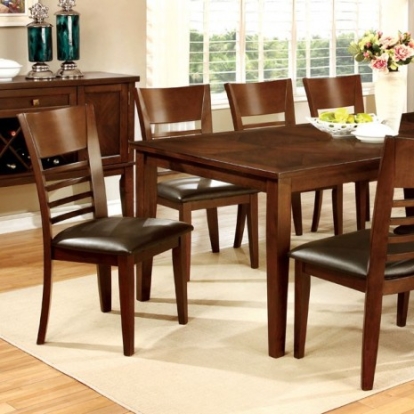 Furniture of America Hillsview Transitional Leatherette Solid with Wood Veneer Brown Cherry-Espresso Dining Table Model CM3916T-78
