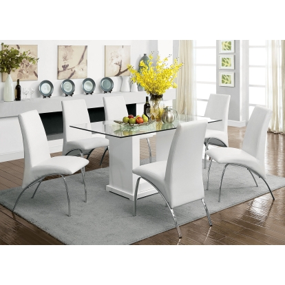 Eva Contemporary White/Clear Dining Table Model CM3917T-TABLE by Furniture of America