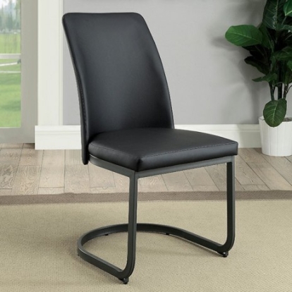 Furniture of America Saskia Contemporary Leatherette Metal Dark Gray-Black Side Chair (2-Ctn) Model CM3918SC-2PK