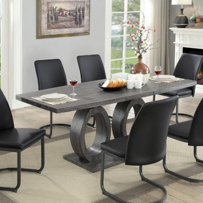 Furniture of America Saskia Contemporary Leatherette Metal Paper Veneer Gray Dining Table Model CM3918T-TABLE