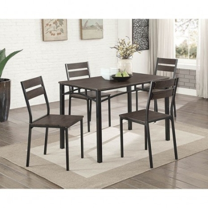 Furniture of America Westport Industrial Metal with Wood Antique Brown-Black 5 Pc. Dining Table Set Model CM3920T-5PK