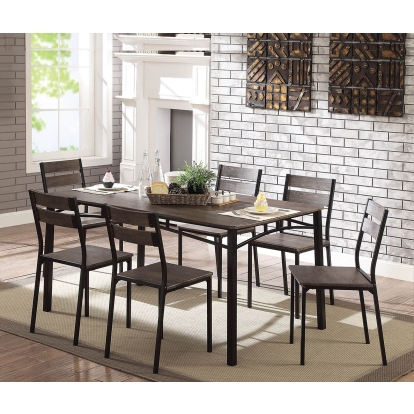 Westport Industrial Antique Brown/Black 7 Piece Dining Table Set Model CM3920T-7PK by Furniture of America