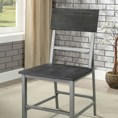 Furniture of America Nunez Industrial Metal Silver-Gray Side Chair (2-Ctn) Model CM3921SC-2PK
