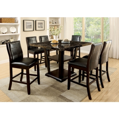Clayton Transitional Dark Cherry/Black 7 Piece Counter Height Dining Table Set Model CM3933PT-7PC by Furniture of America