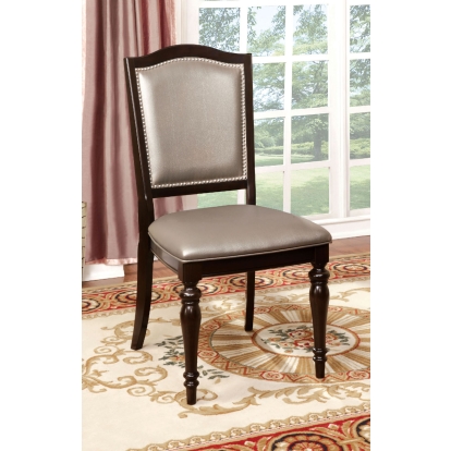 Harrington Transitional Dark Walnut/Pewter Side Chair (Set of 2) Model CM3970GL-SC-2PK by Furniture of America