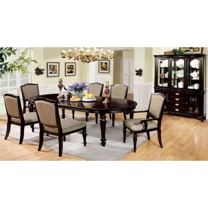 Harrington Transitional Dark Walnut 7 Piece Dining Table Set (Includes 2 Arm Chairs & 4 Side Chairs) Model CM3970T-7PC by Furniture of America