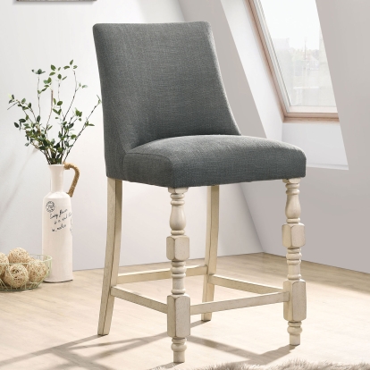 Plymouth Rustic Ivory/Dark Gray Counter Height Chair (Set of 2) Model CM3979PC-2PK by Furniture of America