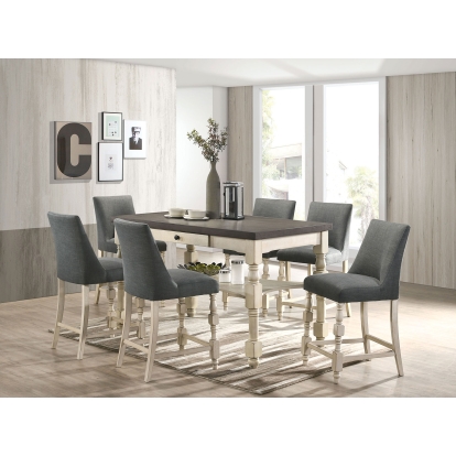 Plymouth Rustic Ivory/Dark Gray 7 Piece Counter Height Table Set Model CM3979PT-7PC by Furniture of America