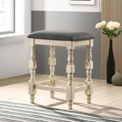Plymouth Rustic Ivory/Dark Gray Counter Height Stool (Set of 2) Model CM3979ST-2PK by Furniture of America