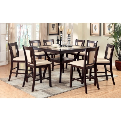 Brent Transitional Dark Cherry/Ivory 7 Piece Counter Height Dining Table Set Model CM3984PT-7PC by Furniture of America