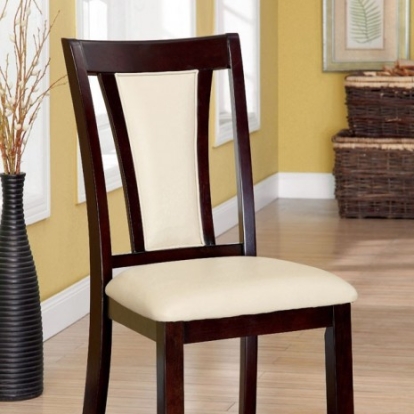 Furniture of America Brent Transitional Leatherette Solid with Wood Dark Cherry-Ivory Side Chair (2-Box) Model CM3984SC-2PK