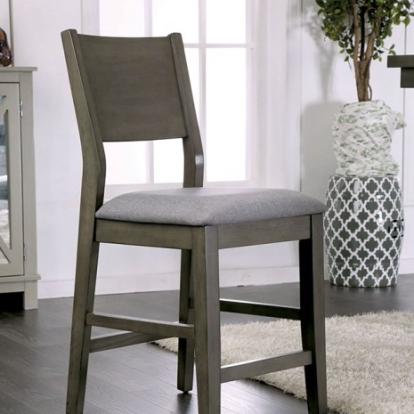 Furniture Of America Anton Transitional Fabric, Solid Wood, Wood Veneer, Others Gray/Light Gray Counter Ht. Chair (2/Box) | CM3986PC-2PK