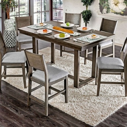 Furniture Of America Anton Transitional Fabric, Solid Wood, Wood Veneer, Others Gray Counter Ht. Table | CM3986PT