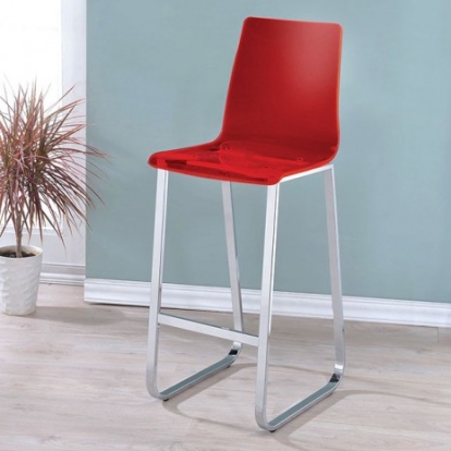 Furniture of America Xena Contemporary Acrylic Metal Red-Chrome Bar Chair (2-Box) Model CM3990RD-BC-2PK