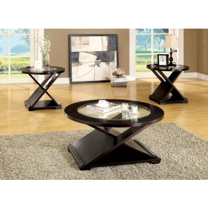 Orbe Contemporary Espresso 3 Piece Table Set (1C-2E) Model CM4006-3PK-SET by Furniture of America