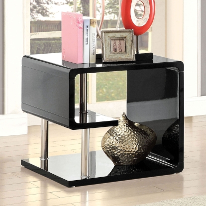 Ninove Contemporary Black/Chrome End Table Model CM4057BK-E by Furniture of America