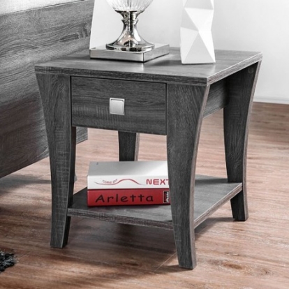 Furniture of America Amity Transitional Replicated with Wood Solid with Wood Gray End Table Model CM4085E