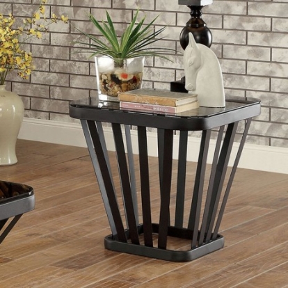 Furniture of America Winnie Contemporary Metal Tempered Glass Black End Table Model CM4109BK-E