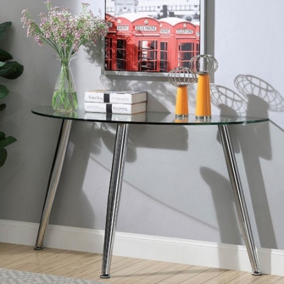 Furniture Of America Delany Contemporary Metal, Tempered Glass, Others Chrome Sofa Table | CM4156S-PK