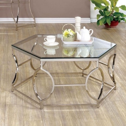 Furniture of America Zola Contemporary Metal Tempered Glass Chrome Coffee Table Model CM4160C