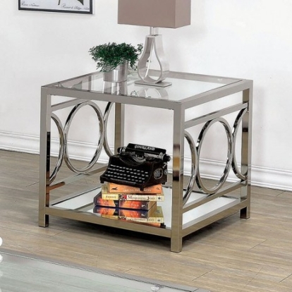 Furniture of America Rylee Contemporary Metal Tempered Glass Chrome End Table Model CM4166CRM-E
