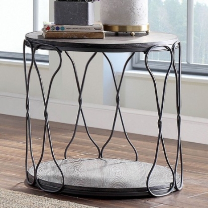 Furniture of America Hawdon Industrial Metal with Wood Veneer Gray End Table Model CM4171E