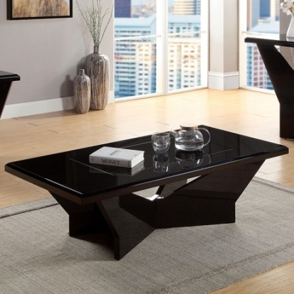 Furniture of America Dubendorf Contemporary Glass Black Coffee Table Model CM4183BK-C