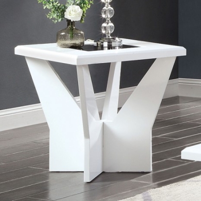 Furniture of America Dubendorf Contemporary Glass White End Table Model CM4183WH-E