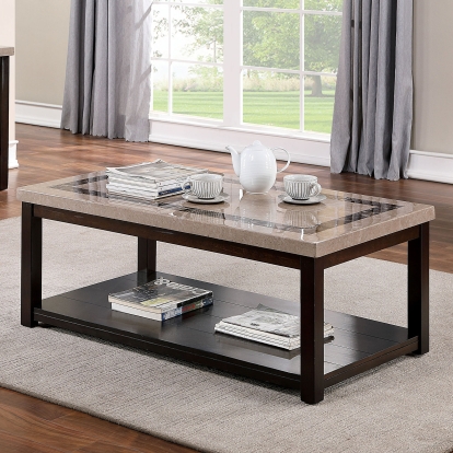 Rosetta Transitional Dark Walnut Coffee Table Model CM4187C by Furniture of America